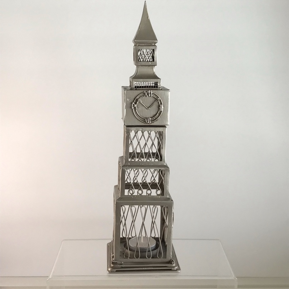 RARE Vtg. London Big Ben Metal Sculpture and Candle Holder - Made in Philippines